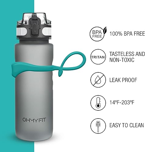 Miniatura 7 de Tritan - Botella de agua deportiva con correa magnética de transporte de silicona y tapa abierta de un clic, soporte magnético para bebidas ideal