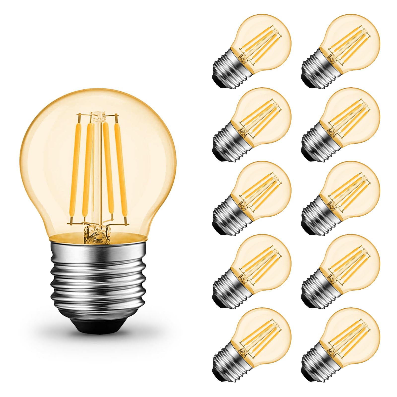 ehomeled E27 LED G45 Mini Glühbirne Extra Warmweiß 2300K, Goldenes Glas & Retro-Filament, 720lm 6W (=55W), Dekorative LED Lampe für Restaurant & Bar, 10er-Pack