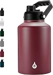 BJPKPK 87oz Insulated Water Bottle with Handle, Large Dishwasher Safe 2/3 Gallon Water Bottle, BPA Free Water Jug, Wide Mouth Metal Water Bottle with Anti-Slip Bottom, Keep Cold & Hot,Black