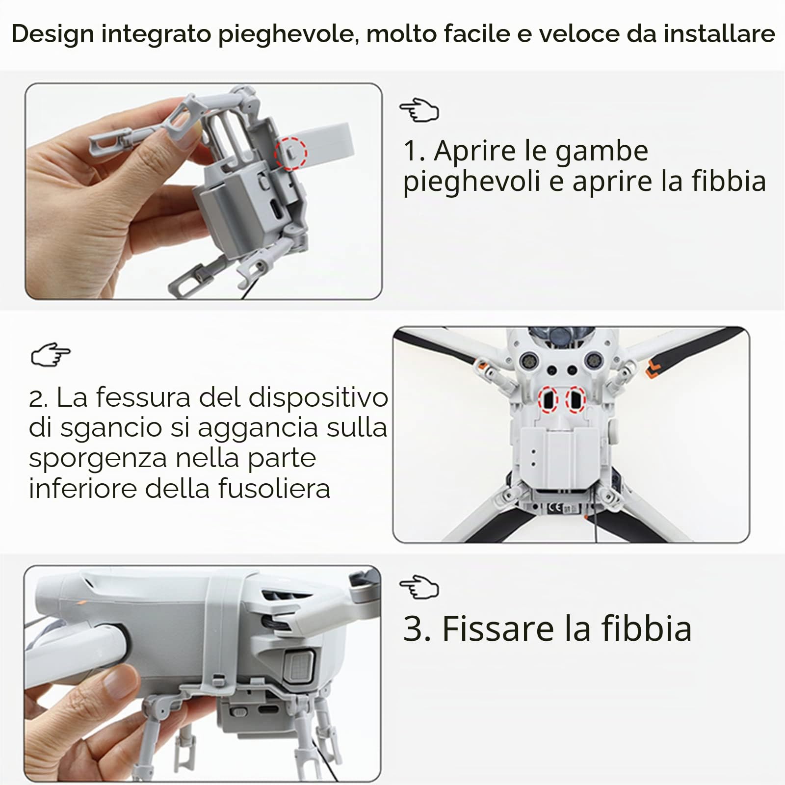 Drohne Airdrop System Universale per DJI Mini 3 Pro/Mini 3 - Compatibile, Capacità di Carico 200g, Distanza di Controllo 1000m, Grigio Chiaro