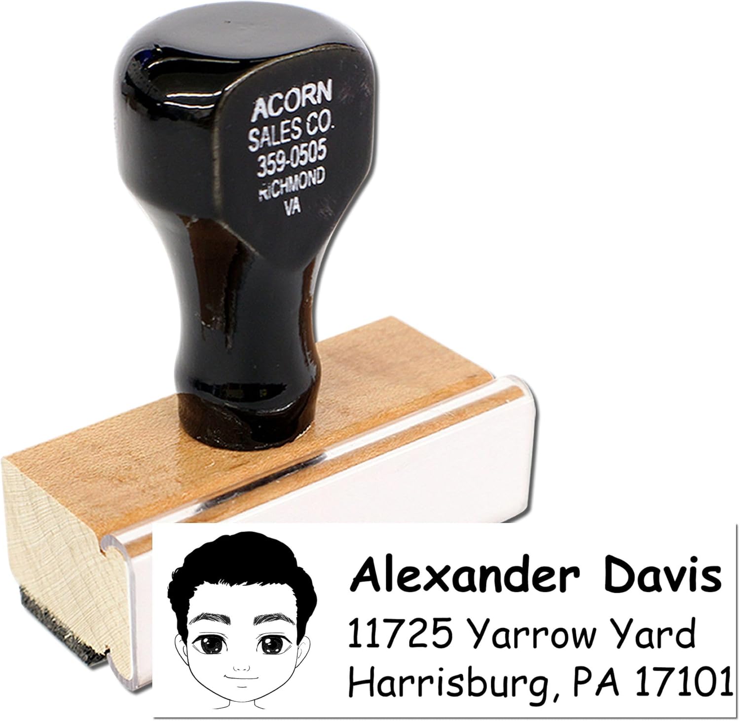 ACORN Personalized Rubber Stamper - Customizable Persona Stamp, 7/8 X 2-1/4, Wood Handle, Ideal for Labels & Crafts, Requires Ink Pad, Custom-Made Address Stamp