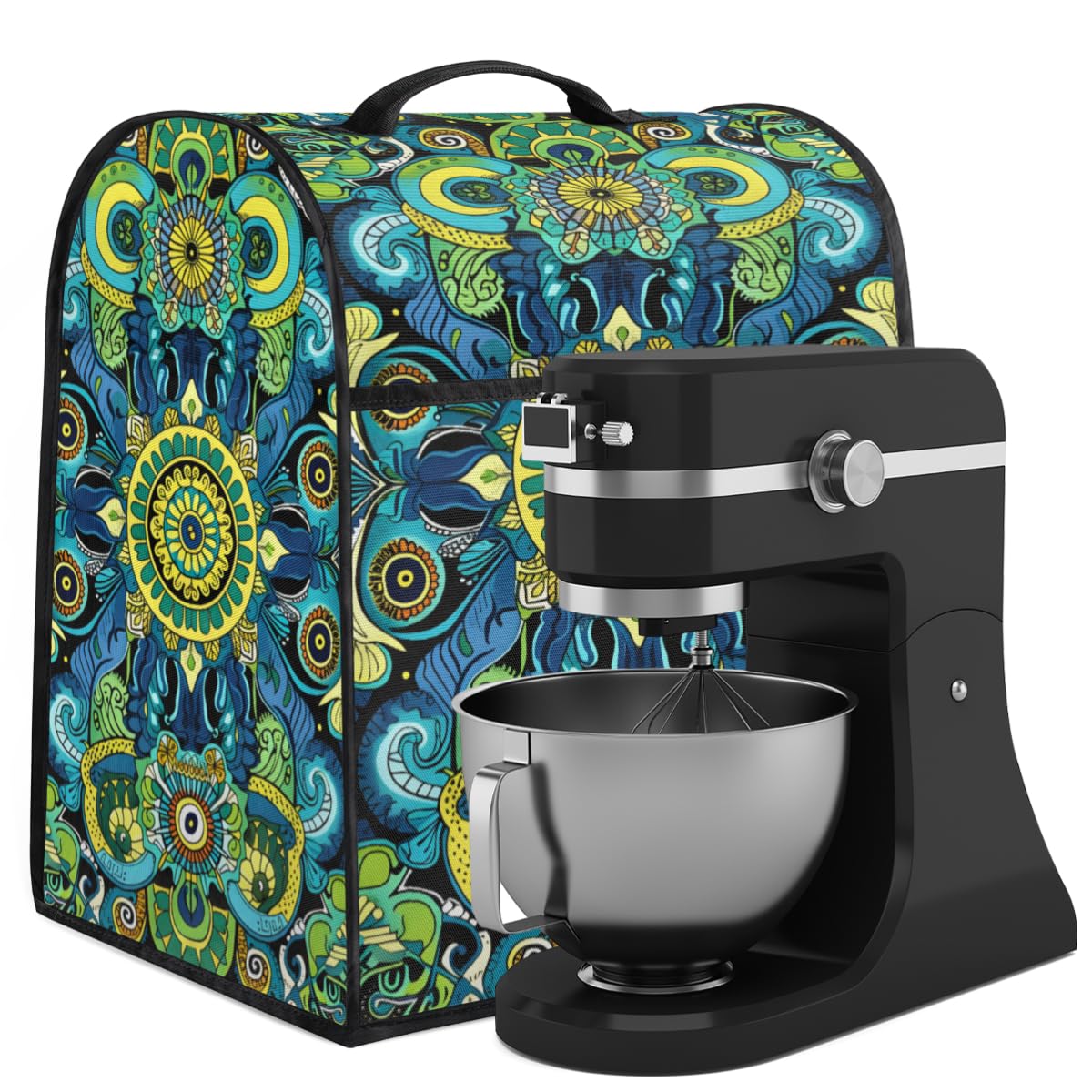 Coffee Maker Cover Ethnic Bohemian Mandala Kitchen Appliance Covers Small Appliance Covers Blender Cover Juicer Cover Dust Covers for Kitchen Appliances with Top Handle and Pockets,Washable,B434