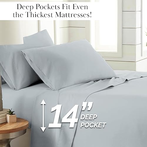 Miniatura 9 de Southshore Fine Living, Inc. Juego de sábanas clásico suave y cómodo de 4 piezas, tamaño Queen, gris acero