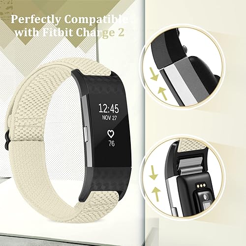 Miniatura 15 de Bandas elásticas compatibles con Fitbit Charge 2, correa de repuesto ajustable elástica de nailon suave Solo Loop para Fitbit Charge 2, mujeres