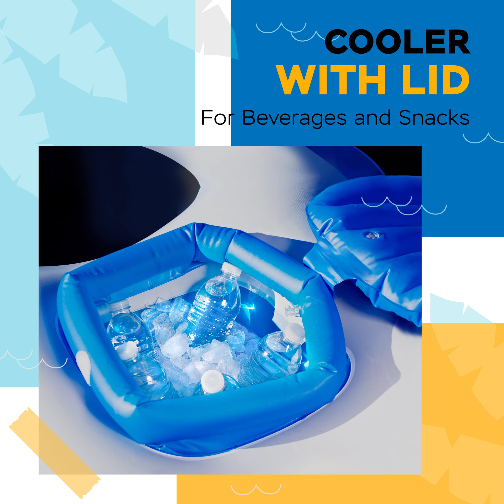 Sunlite Sports 2-Person River Raft Inch Inflatable, Water Float to Lounge Above Lake and River, Outdoor Water Tube Sport Fun, Recreational Use, Water Cooler, Two Grip Handles, Cup Holder, Grab Rope