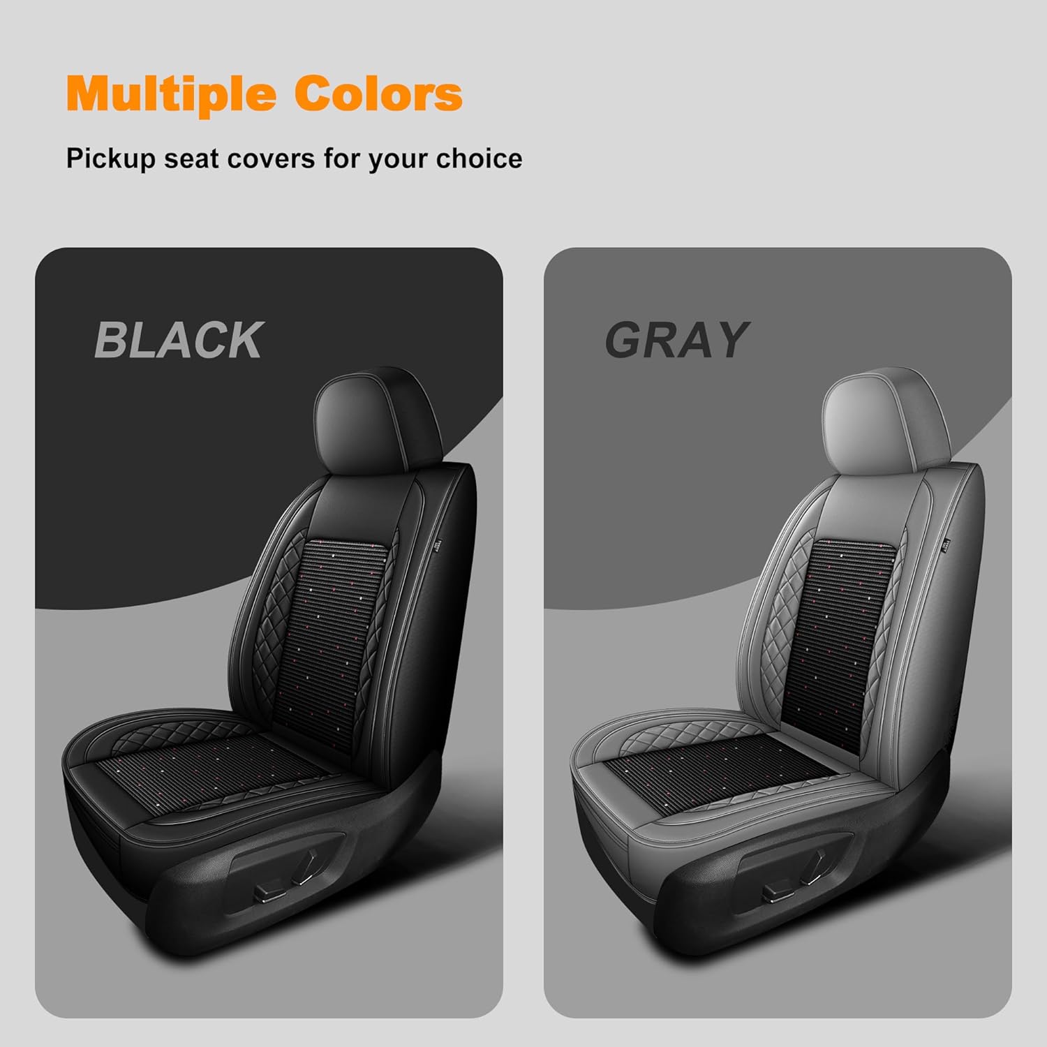 Seat Covers for F150, Waterproof Car Seat Protectors, Air Bag Compatible & Easy-Install Truck Seat Covers Set (115-Black-Vine, Front Seat)