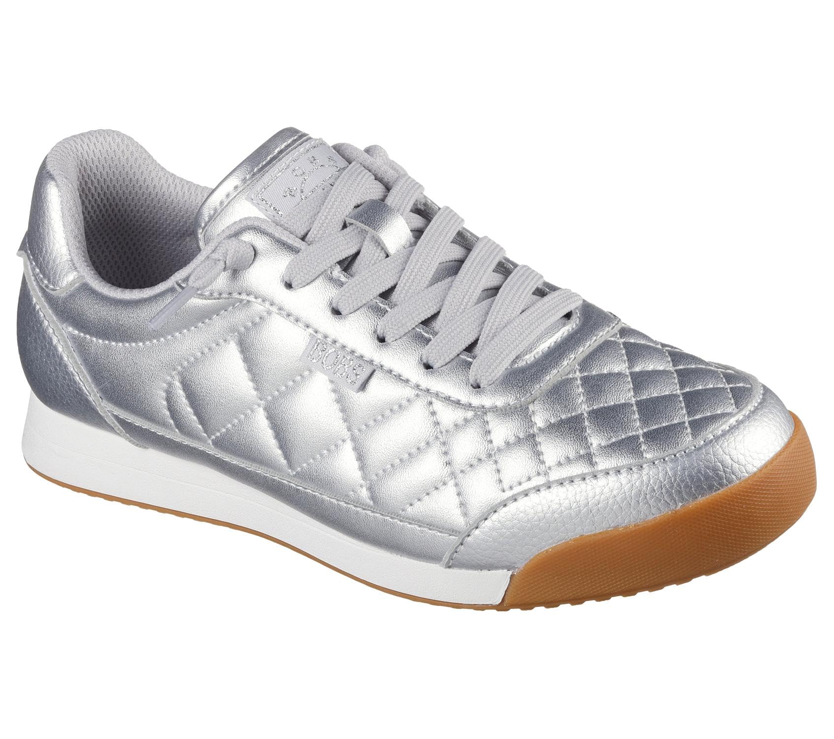 Skechers Women's Bobs Billie Wild Comfort Sneaker, Silver Pu, 3.5 UK
