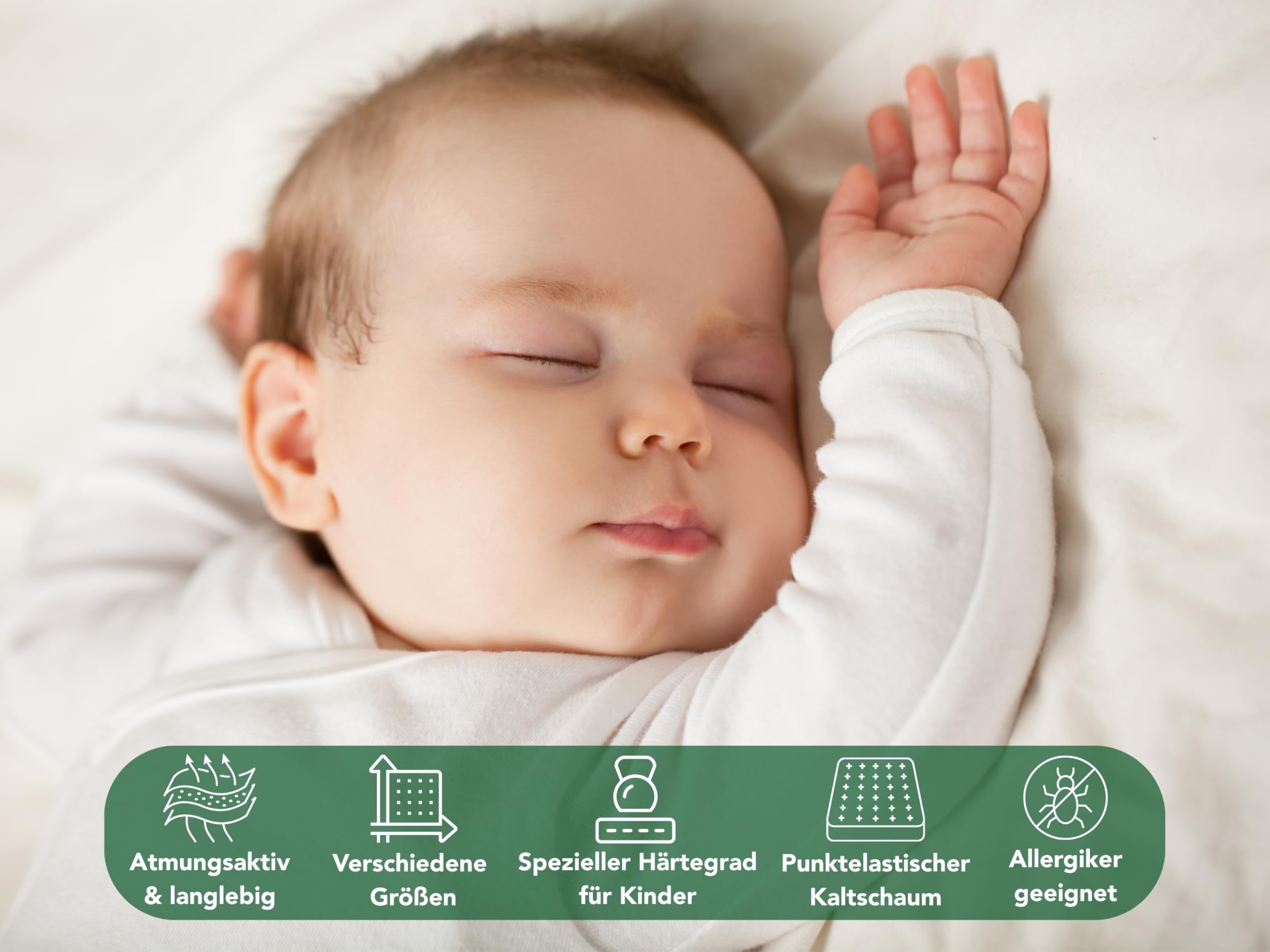 DREAMSTAR Ergo Kids Junior Babymatras en Kindermatras met Trittkante | Öko- TEX® | Huidvriendelijke bekleding afneembaar en wasbaar op 60°C | 70 x 140 cm