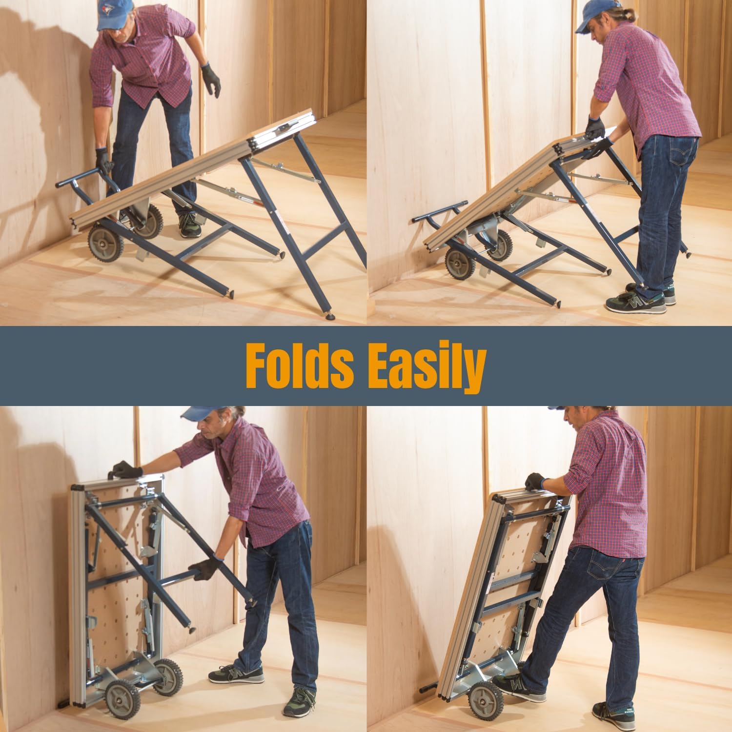 POWERTEC Multi-Functional Project Table with Wheels | Workbench with 3/4" Bench Dog Hole Pattern for Sanding, Cutting, and Woodworking Projects (MT4012)