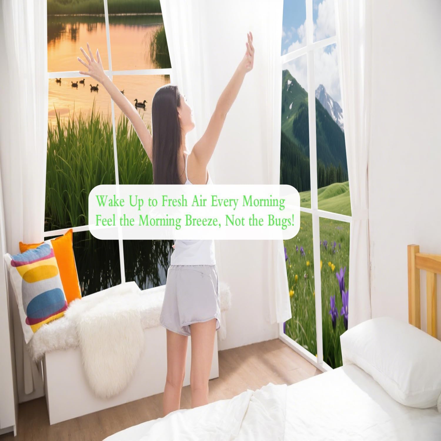 Window Screen Replacement, Window Screen Mesh, 36 in x 50 ft DIY Adjustable Windows Screening Durable Fiberglass Mesh Roll Screens Door Mesh for Patio Screen, Porch Screen - Black