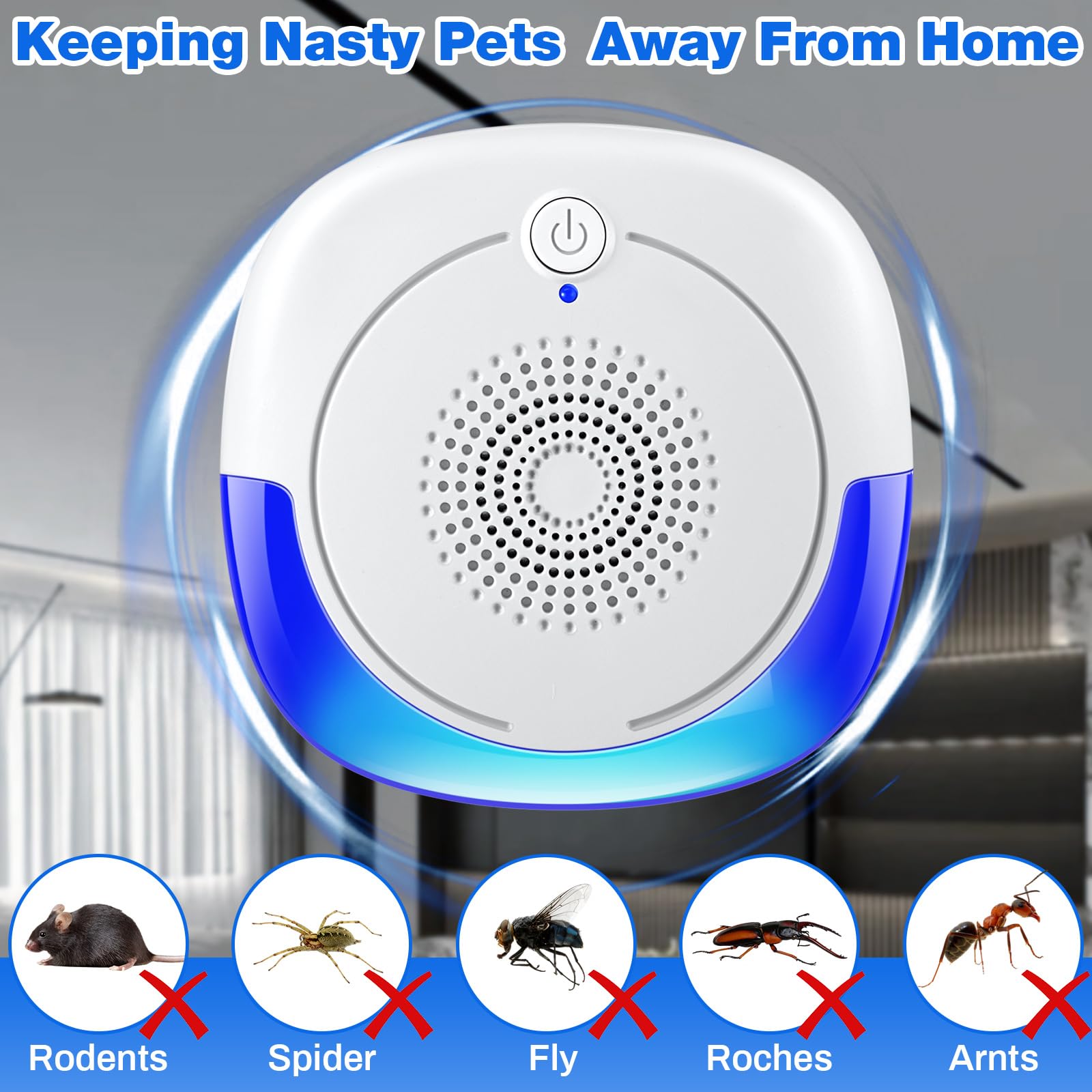 Qualirey 12 paquetes de repelentes ultrasónicos mejorados para control de plagas, repelente electrónico de plagas enchufable en interiores para insectos, cucarachas, arañas, hormigas, insectos