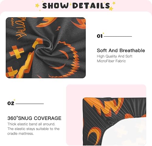 Miniatura 5 de Kigai Fitted Crib Sheet for Boys & Girls Halloween Pumpkin Soft Breathable Unisex Baby Sheets for Standard Crib and Toddler Mattresses 39 x 27 in