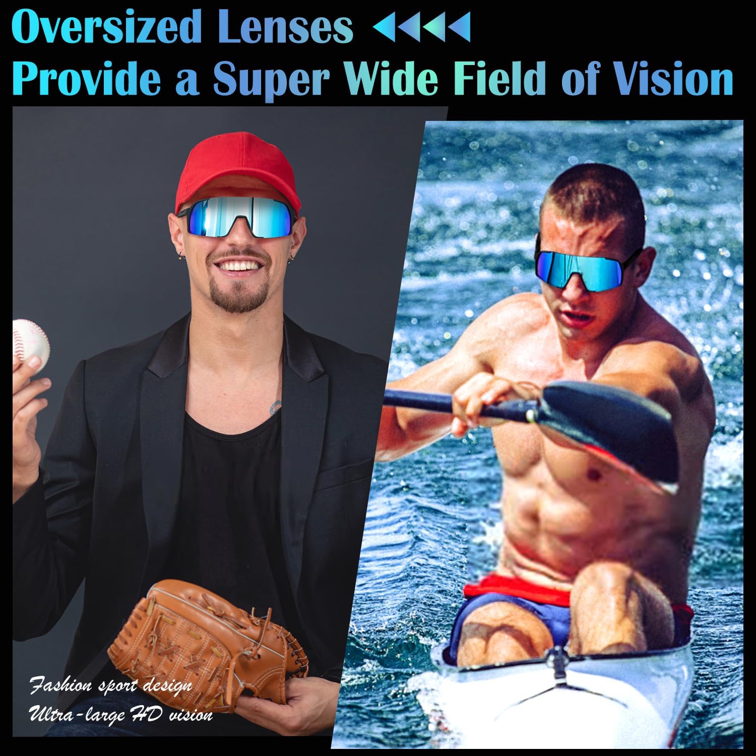 Polarized Sunglasses for Mens Womens Youth,UV Protection Sports Baseball Sun Glasses for Cycling Softball MTB Running