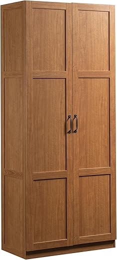 Sauder Storage Cabinet, Highland Oak Finish