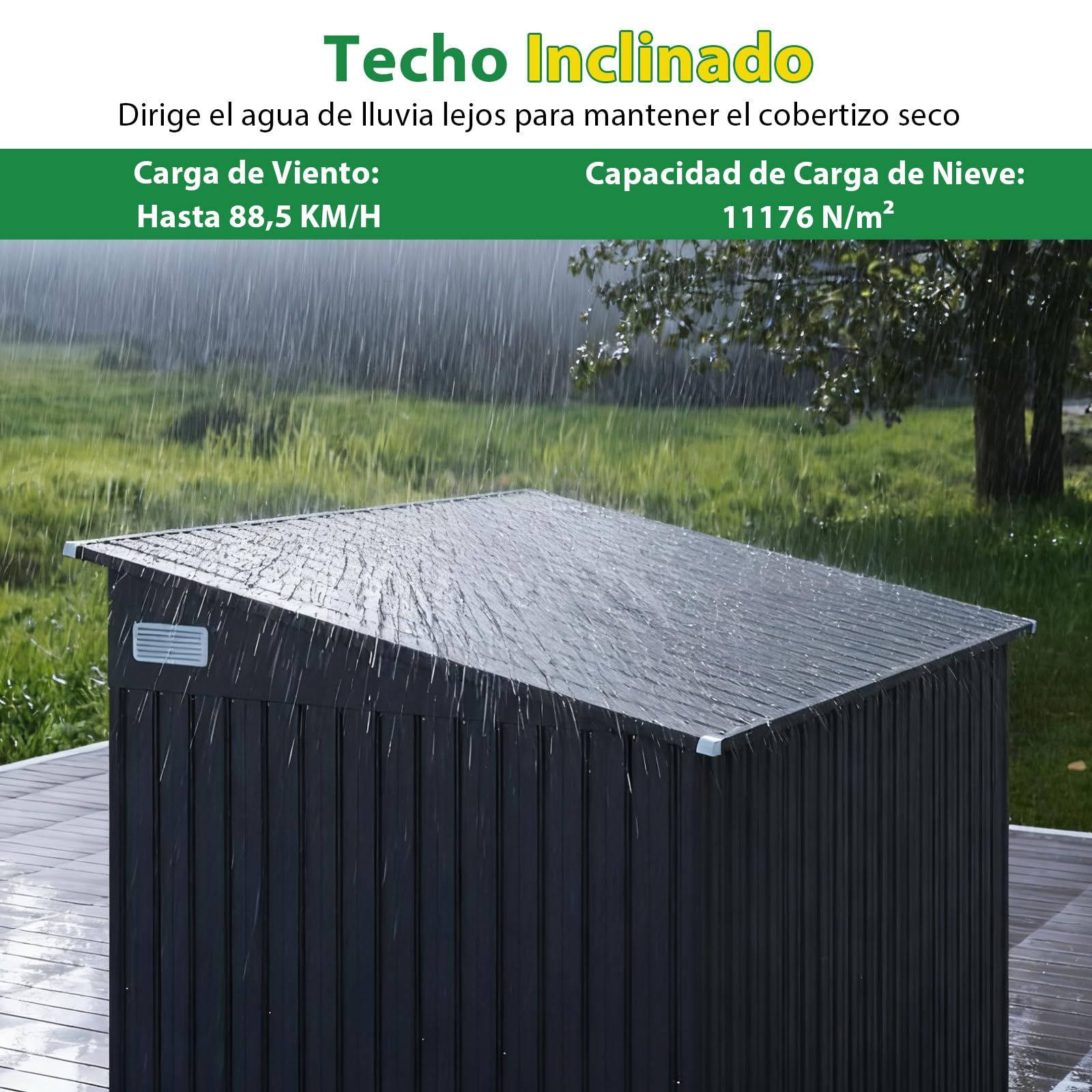 COSTWAY Caseta de Jardín Exterior 7,13 m³, 235 x 174 x 197 cm, Cobertizo de Jardín Exterior, 3 Puertas, Cerradura y Techo Inclinado, Acero Galvanizado, Garden Shed Grande para Bicicletas