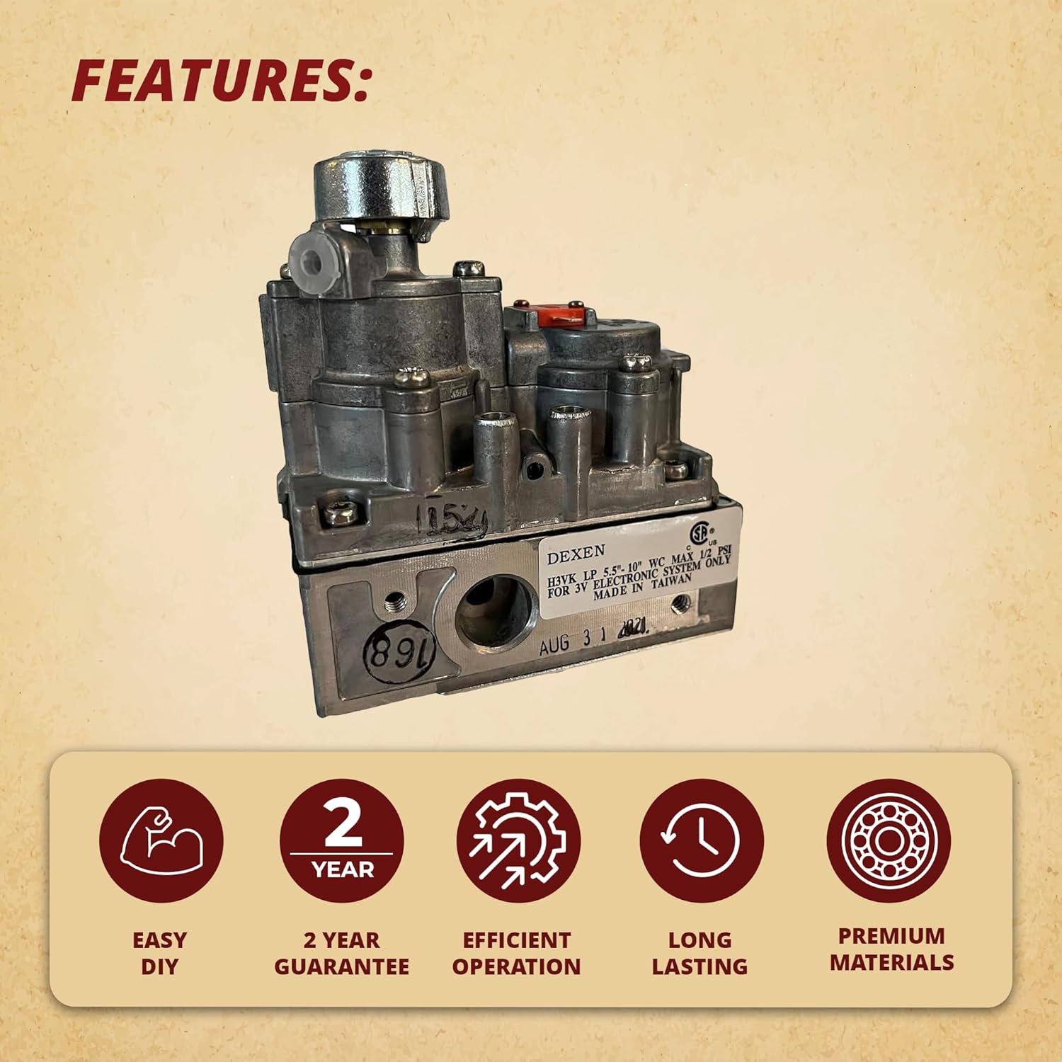 Pellethead HHT 750-501 Dexen IPI Propane LP Gas Valve for Quadrafire, Heatilator, Heat N Glo & Majestic Stoves