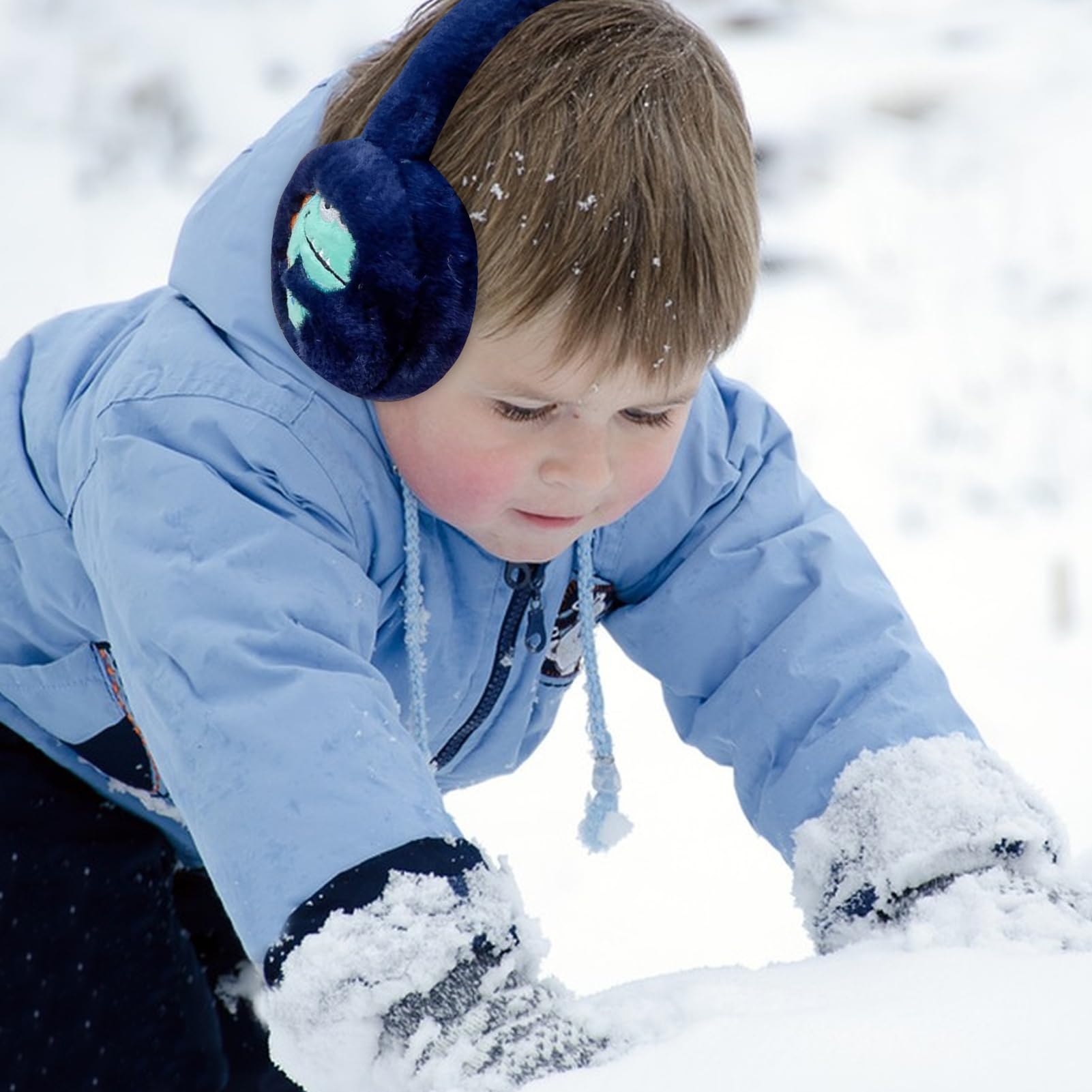 Nexoria Orejeras para niños, orejeras plegables para niños, orejeras de felpa de invierno, cálidas orejeras de dinosaurio con banda elástica, orejeras para niñas y niños
