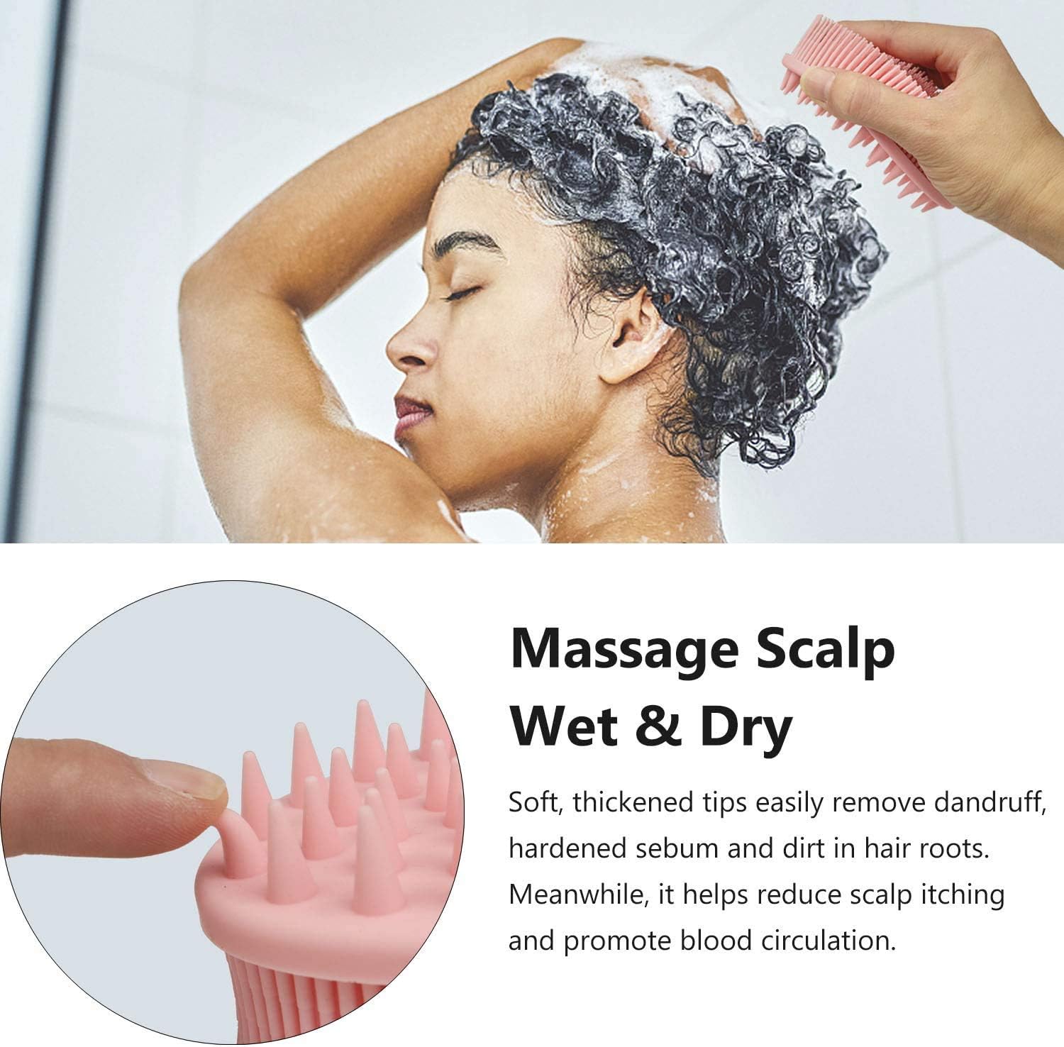 Hair Scalp Massager Shampoo Brush Body Scrubber, 2 in 1 Silicone Body Bath Brush&Scalp Scrubber - Image 5