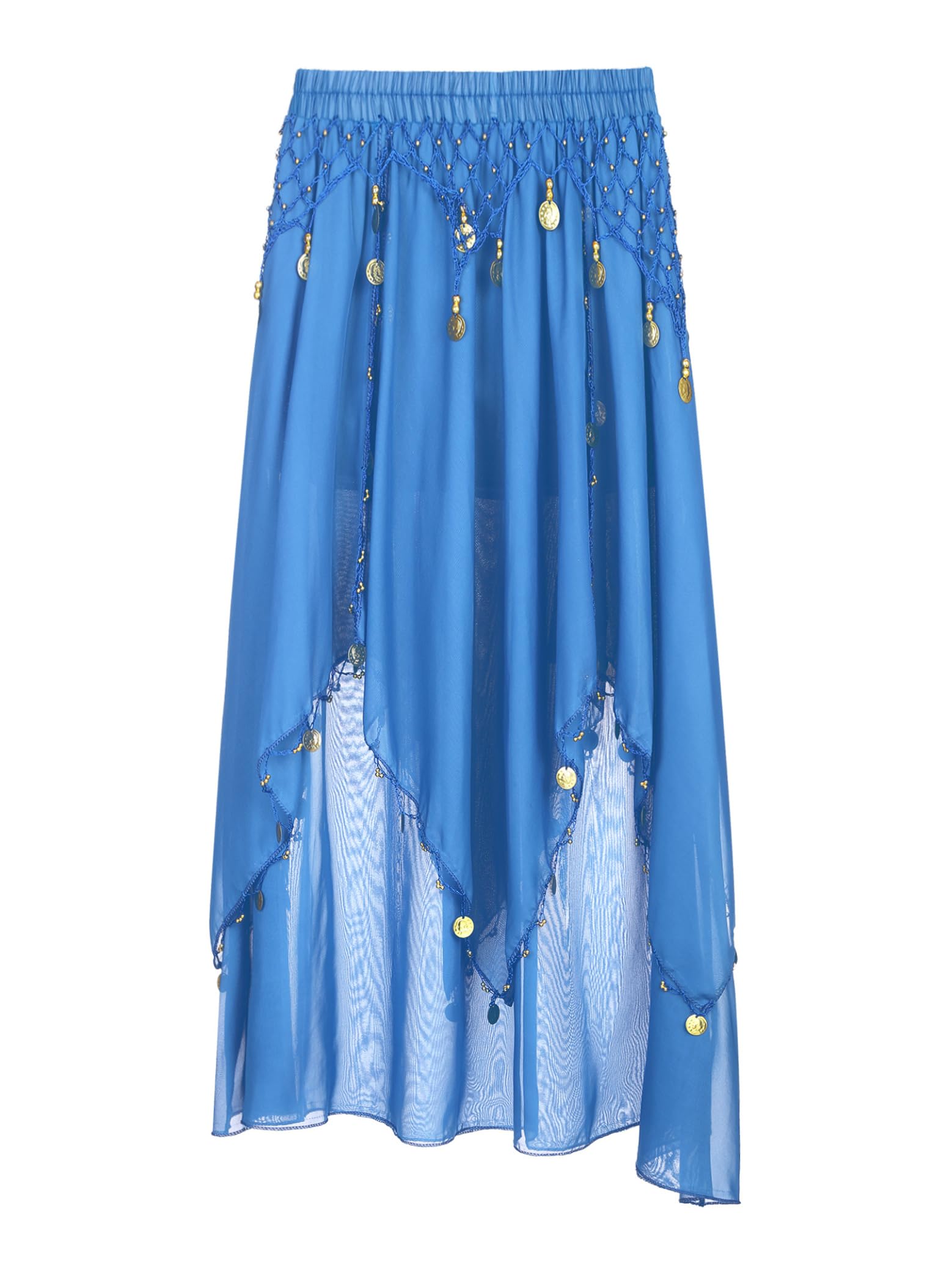Jupe de danse du ventre pour femme - Jupe longue à paillettes asymétrique - Jupe de danse - Jupe de scène - Costume oriental
