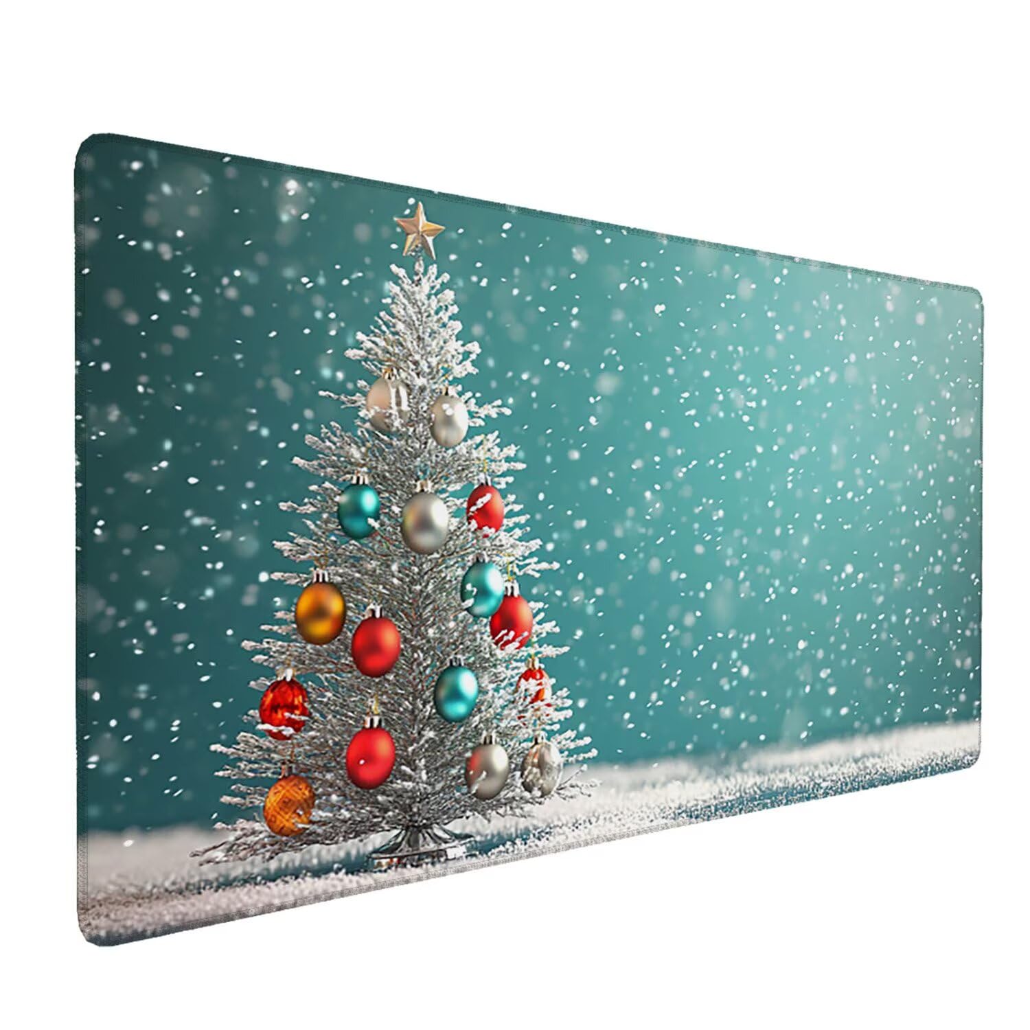Podkładka pod mysz do gier XXL Mousepad 1600 x 800 mm, duża podkładka pod biurko z antypoślizgową gumową podstawą dla graczy, poprawia precyzję i szybkość (choinka zimą) X-143