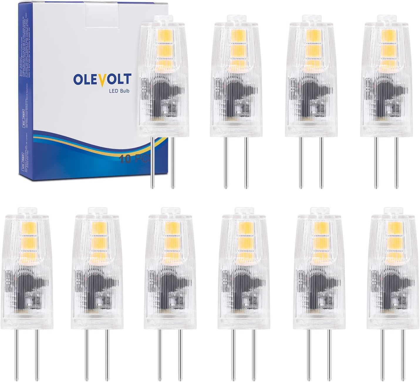 OLEVOLT LED G4 Bulbo 1.5W Blanco Neutro 4000K 180LM Equivalente a 20W Lámpara Halógena Ángulo de haz de 360° No Regulable Paquete de 10
