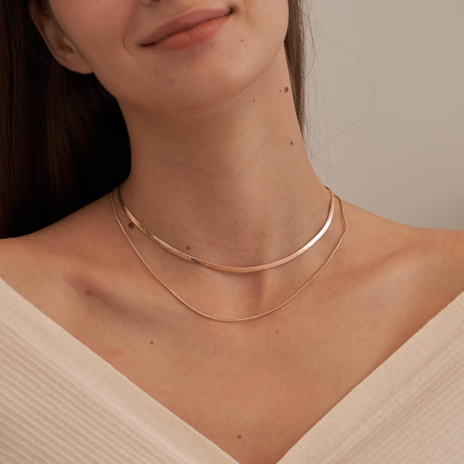 Miniatura 5 de CHESKY 14K GoldSilver Plated Snake Chain Necklace Herringbone Necklace Gold Choker Necklaces for Women Girl Gifts Jewelry 1.535MM(W) 14"16"(L)