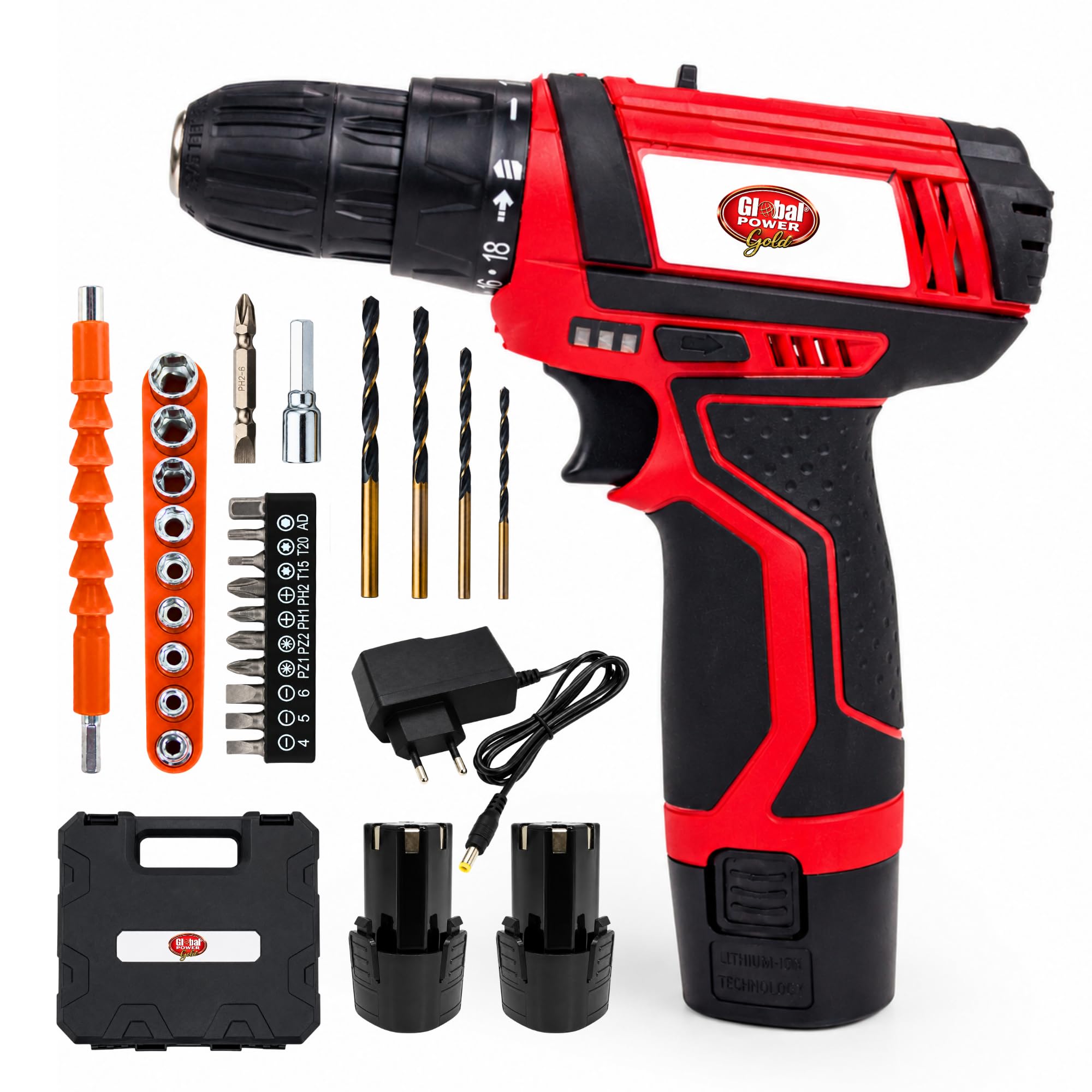 GPG-BTD-37 | 12V Cordless Drill Driver | 28Nm Torque | 10mm Chuck Capacity | 2 speed, Forward & Reverse | 0-1300 RPM | With Drill Kit, 2 Battery & Charger Included | 6 Months Warranty-image-21
