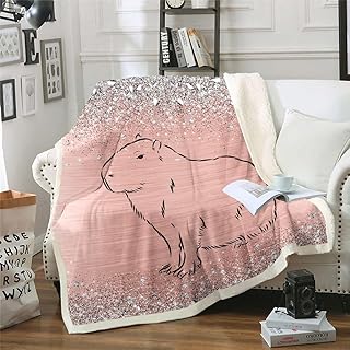 Manta capibara para niñas, manta de forro polar con purpurina y diamantes brillantes, romántica y estética, regalo de playa, color rosa