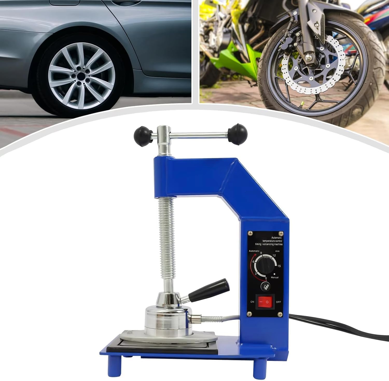 Macchina vulcanizzante per pneumatici con controllo della temperatura regolabile per riparazioni di battistrada e pareti laterali su pneumatici auto, fuoristrada e camion leggeri
