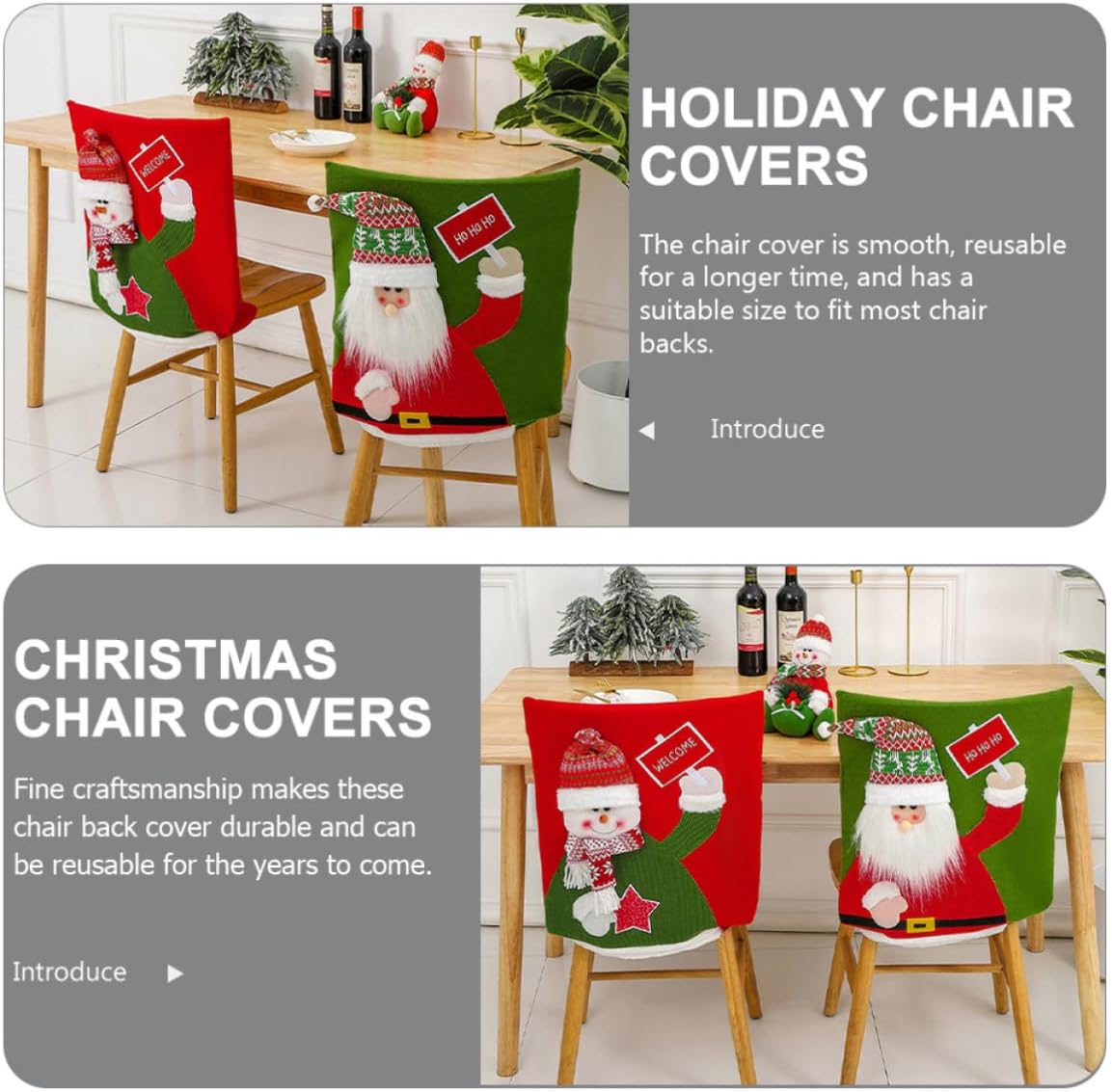 Christmas Snowman Chair Cover for Dining Chairs Reusable Protective Red Short Plush Fabric Slipcover for Holiday Party and Kitchen Decorations
