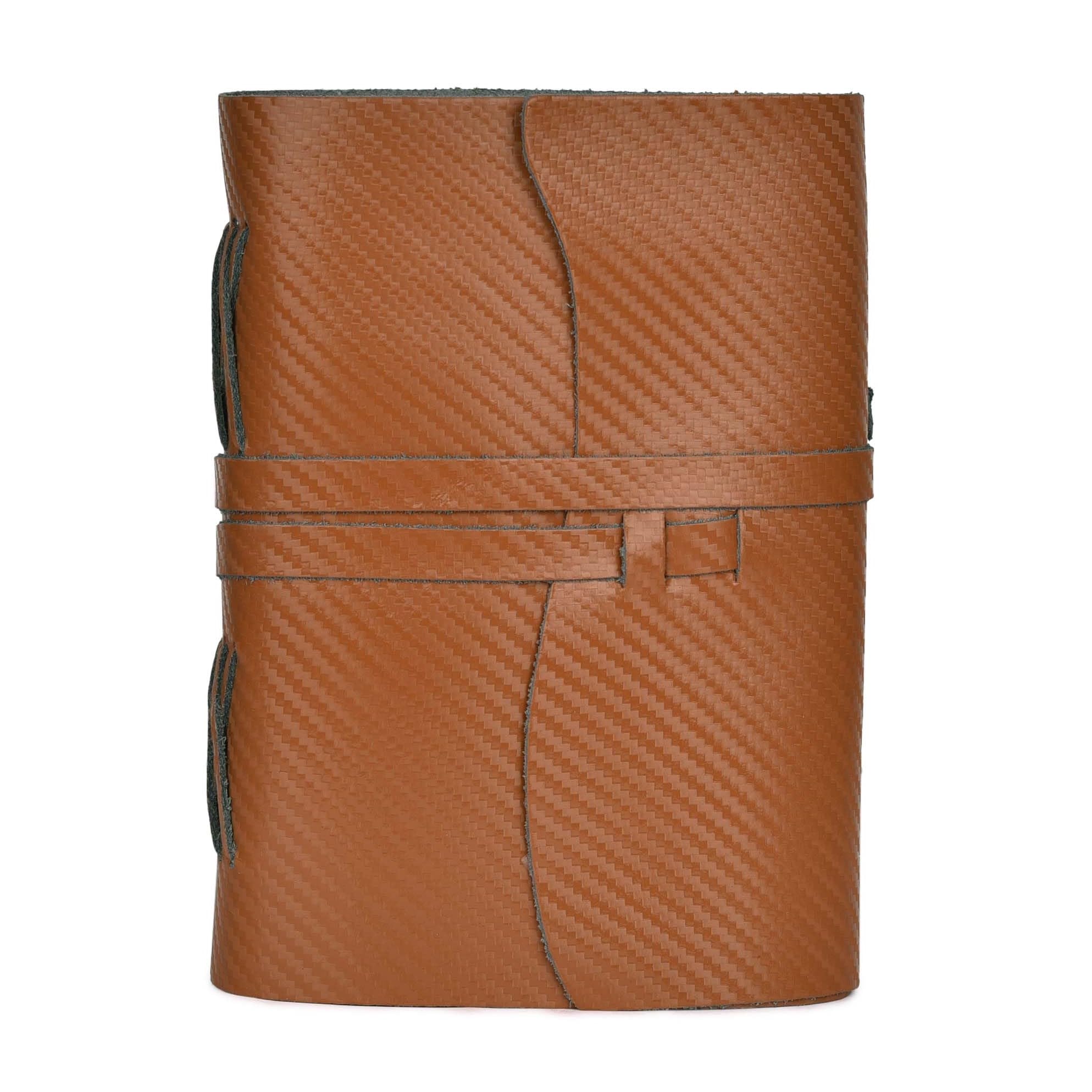 LEATHER VILLAGE Carbon Fiber Leather Bound Journal, 7'' x 5'', 220 Pages, Vintage Blank Paper Diary for Writing Drawing - Image 2