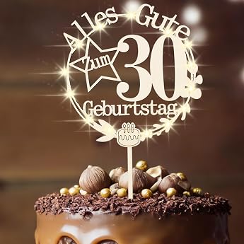 ENLACE Wooden Cake Decoration 30th Birthday Men LED Cake Decoration 30th Birthday Woman Happy 30th Birthday Cake Topper Birthday Decoration 30 Years Man Gift 30th Birthday Decoration 30 Cake