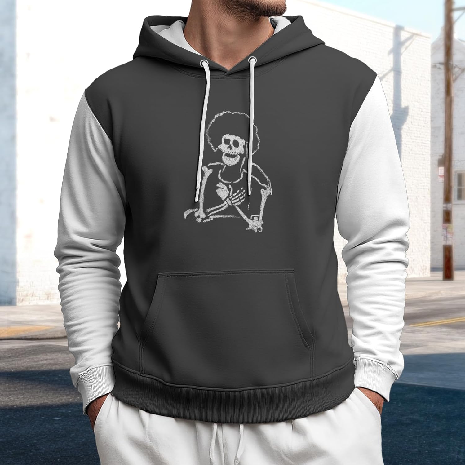 Mens Hooded Sweatshirts Long Sleeve Graphic Print Hoodies Loose Causal Drawstring Pullover with Pocket - Image 2