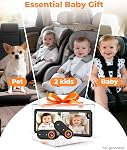 Luckview BM5PRO Dual Camera Baby Car Monitor, 7.2 Inch 1080P Split Screen, Automatic Infrared Night Vision, 360 Degree Headrest Mount, for Two Kids and Family Road Trips
