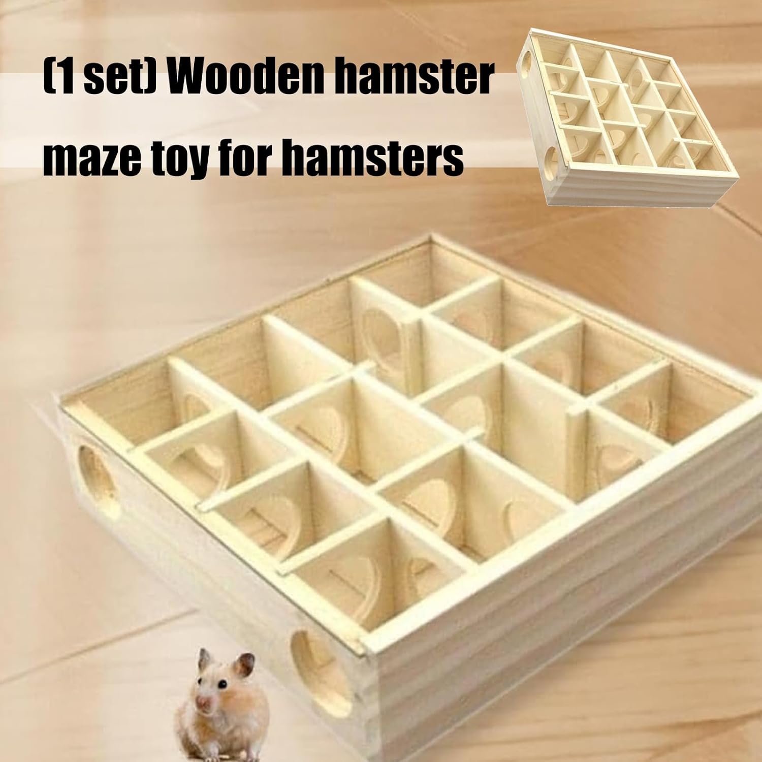 Durability Chews Wooden Rodents Mazes Habitats Removable Top for Easy Gerbil Exploration Activity Toy Hamster Hideouts with Removable Cover