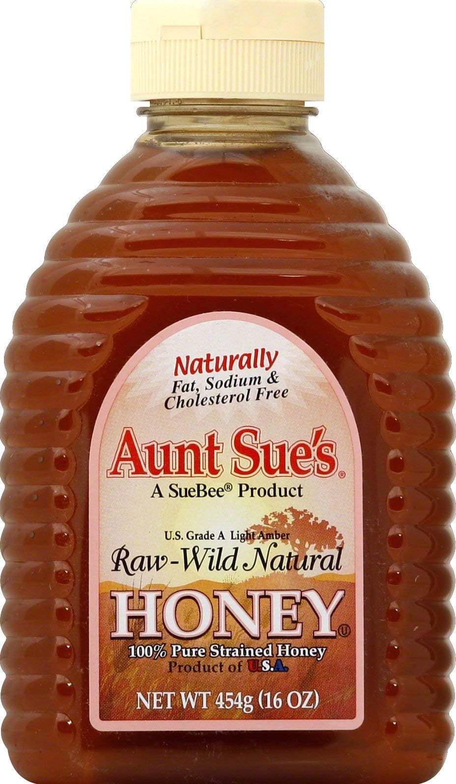 Aunt Sue's Honey, Raw-Wild Natural, 16-Ounce Container (Pack of 6) (Packaging May Vary)