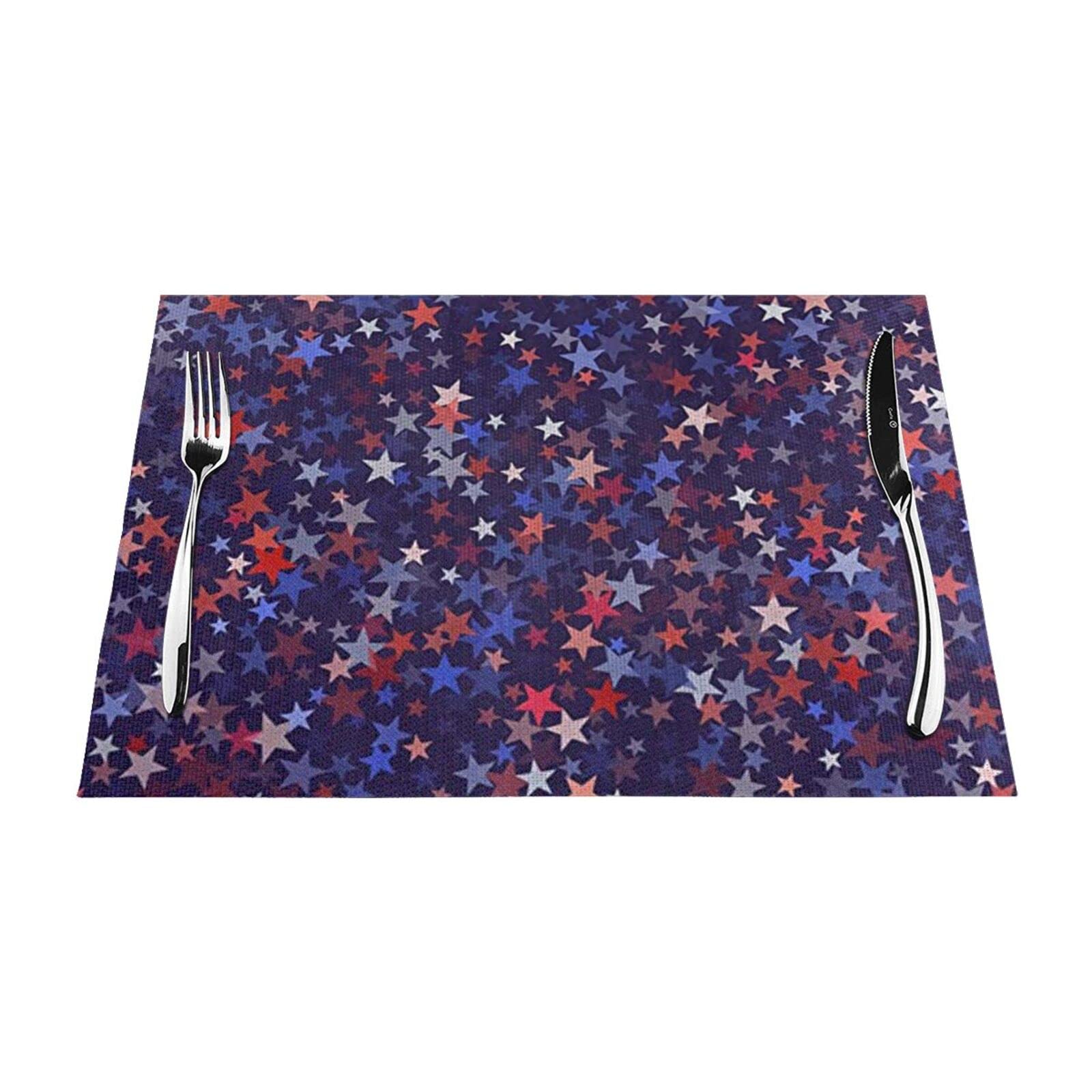 Lot de 4 sets de table 30,5 x 45,7 cm avec motif étoiles rouges et bleues