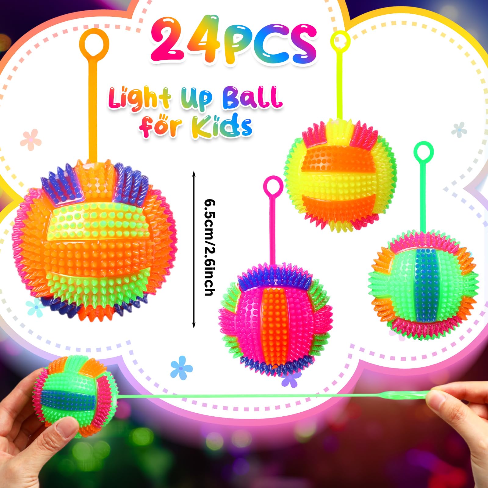 Snapklik.com : Wettarn 24 Pcs 2.6 Inch Bouncy Light Up Ball For Kids ...