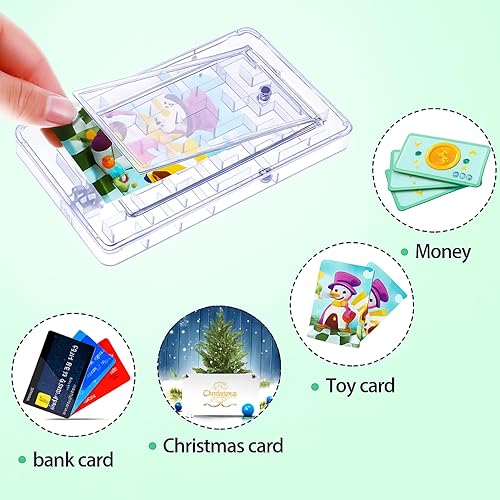 Miniatura 6 de 20 piezas de tarjeta de regalo y rompecabezas de dinero, laberinto de burlas cerebrales, caja de regalo portátil, caja de regalo de plástico,