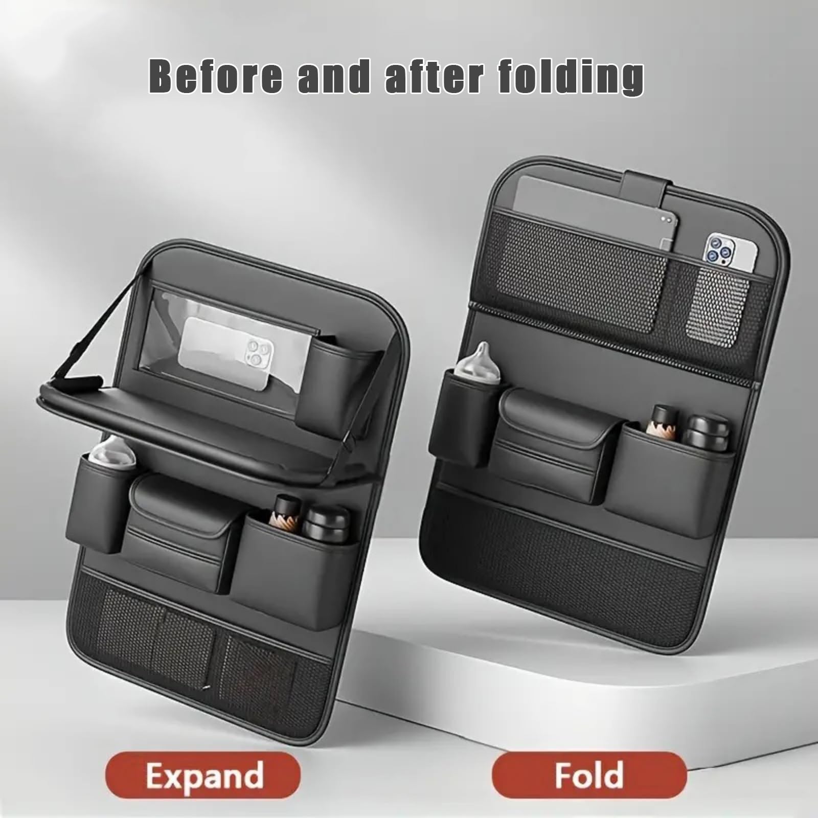 Organizador de Asiento de Coche para Chevrolet Aveo Sonic Aveo BoltImpala, Bolsa de Almacenamiento para Respaldo con Mesa Plegable, Protector de Asiento de Cuero PU Impermeable