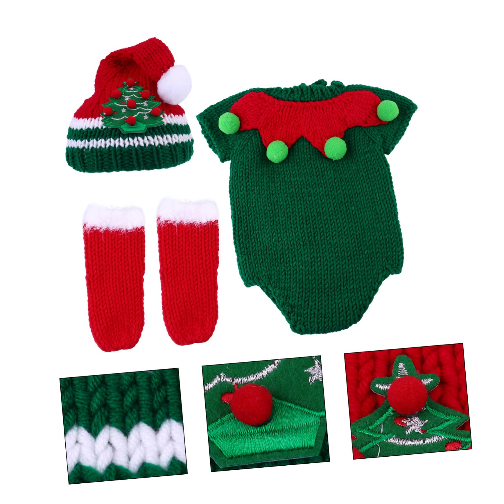 Accesorios para Fotos Navideñas Conjunto de Disfraz Infantil Ropa de Punto para Recién Nacidos Disfraz Navideño para Celebraciones de Fin de Año