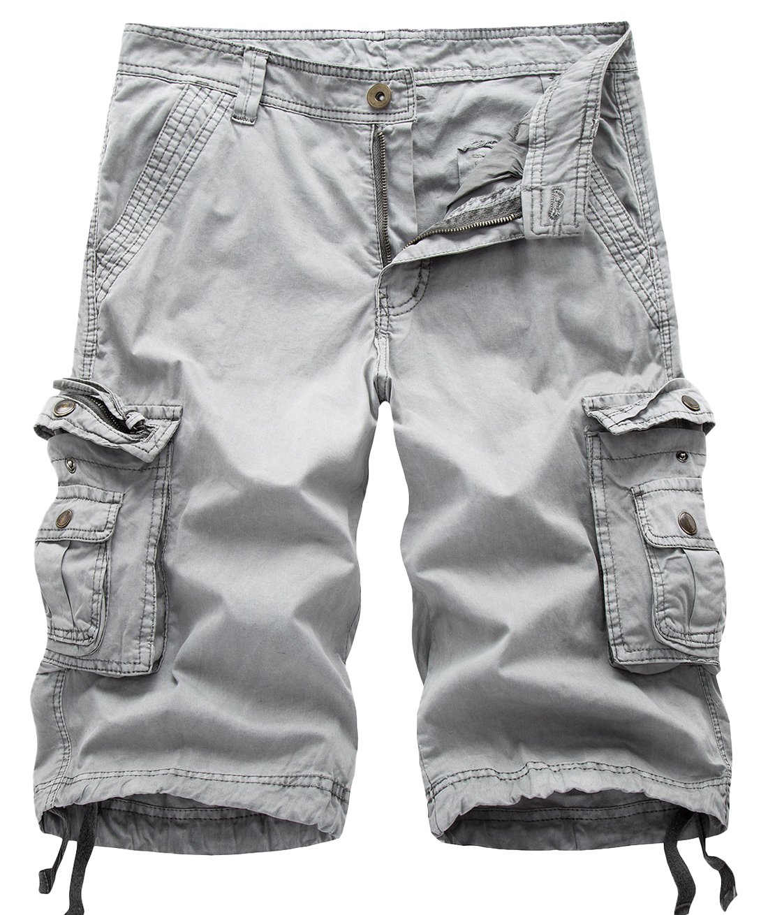 chouyatou Men's Active Normal Waist Loose Multi-Pocket Versatile Twill Cargo Shorts