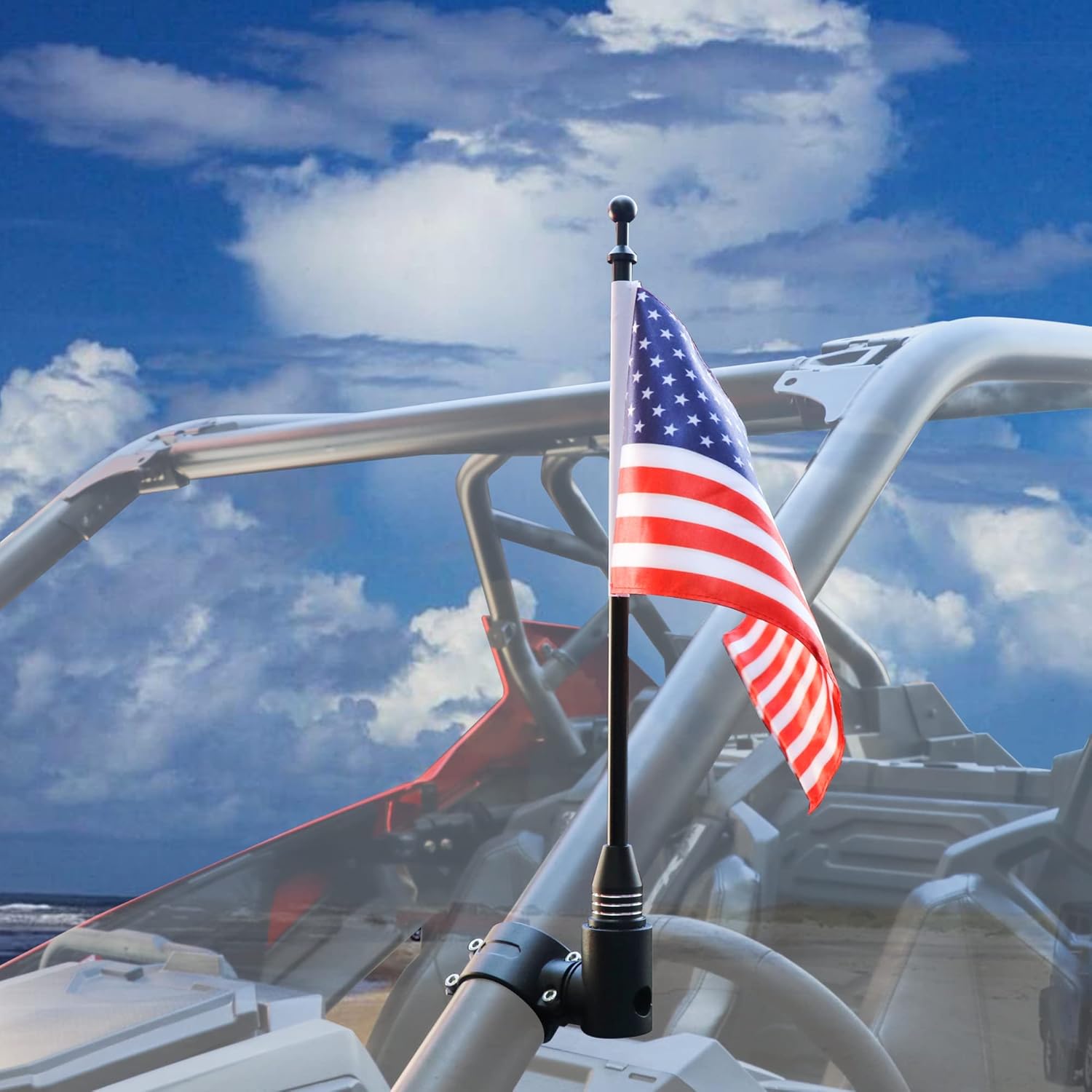 RERPRO UTV Flag Pole Holder Mount, ATV UTV US Whip Flag