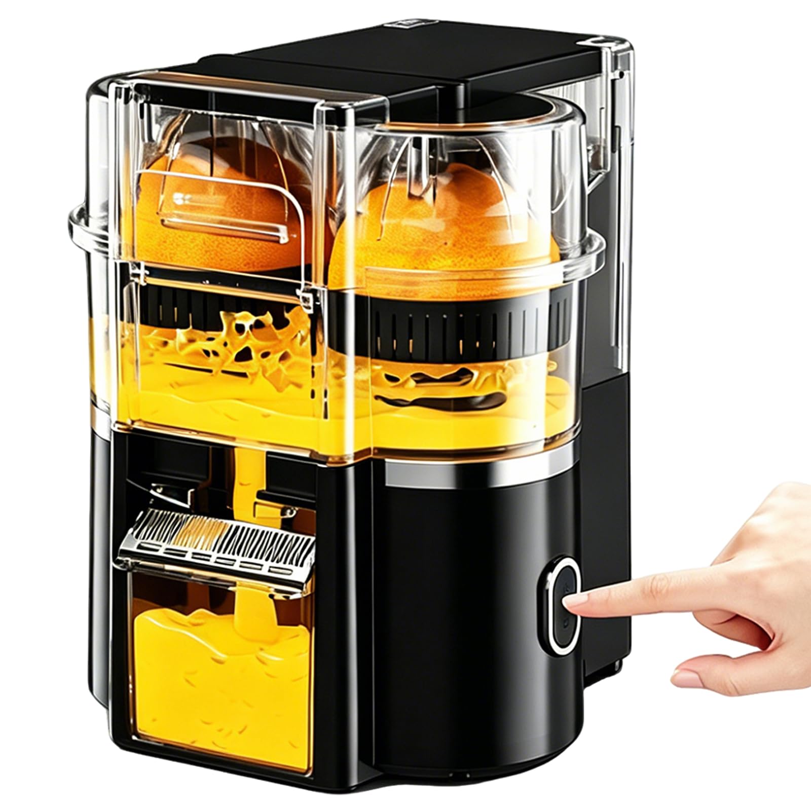 Elektryczna wyciskarka do cytrusów, 400 ml, podwójna głowica, 8 ostrzy, wysoka wydajność soku, uruchamianie jednym przyciskiem, silnik 18000 obr./min, klasa spożywcza do kuchni