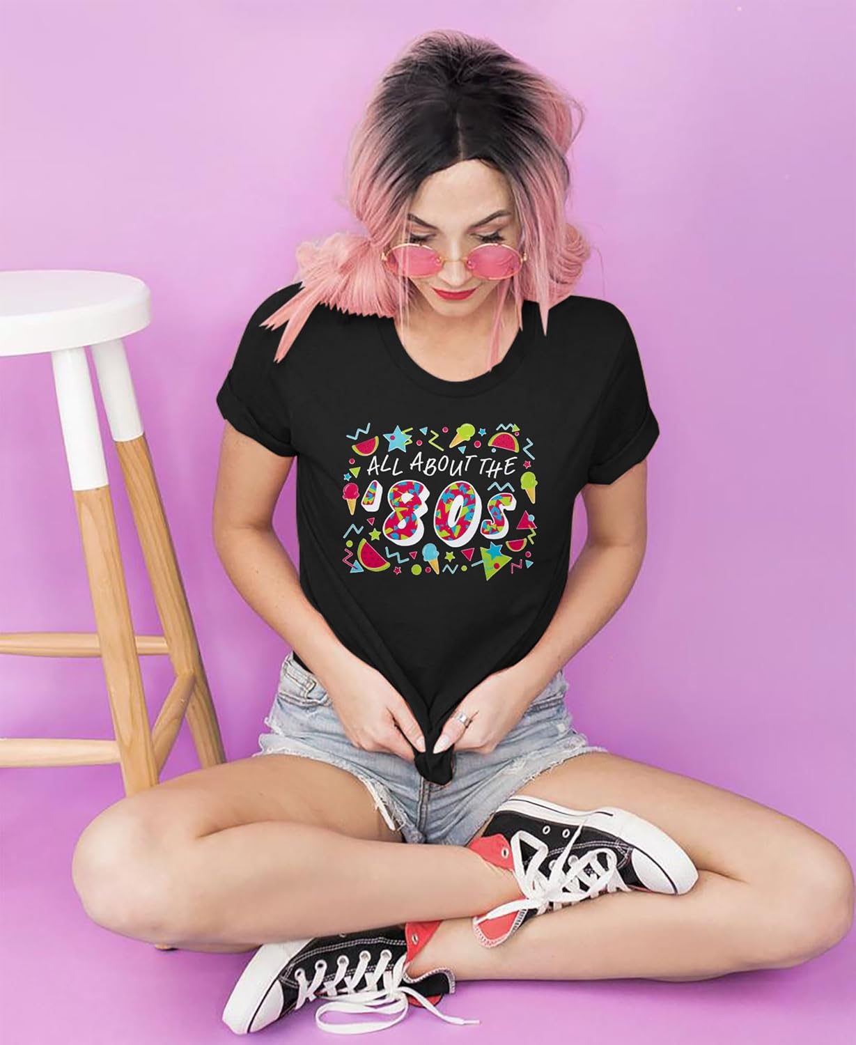 ASTANFY 80s Workout Costume Outfit for Women I Love The 80's T-Shirt 80s Outfit Hip Hop Party Tee Birthday Theme Party Gift - Image 2