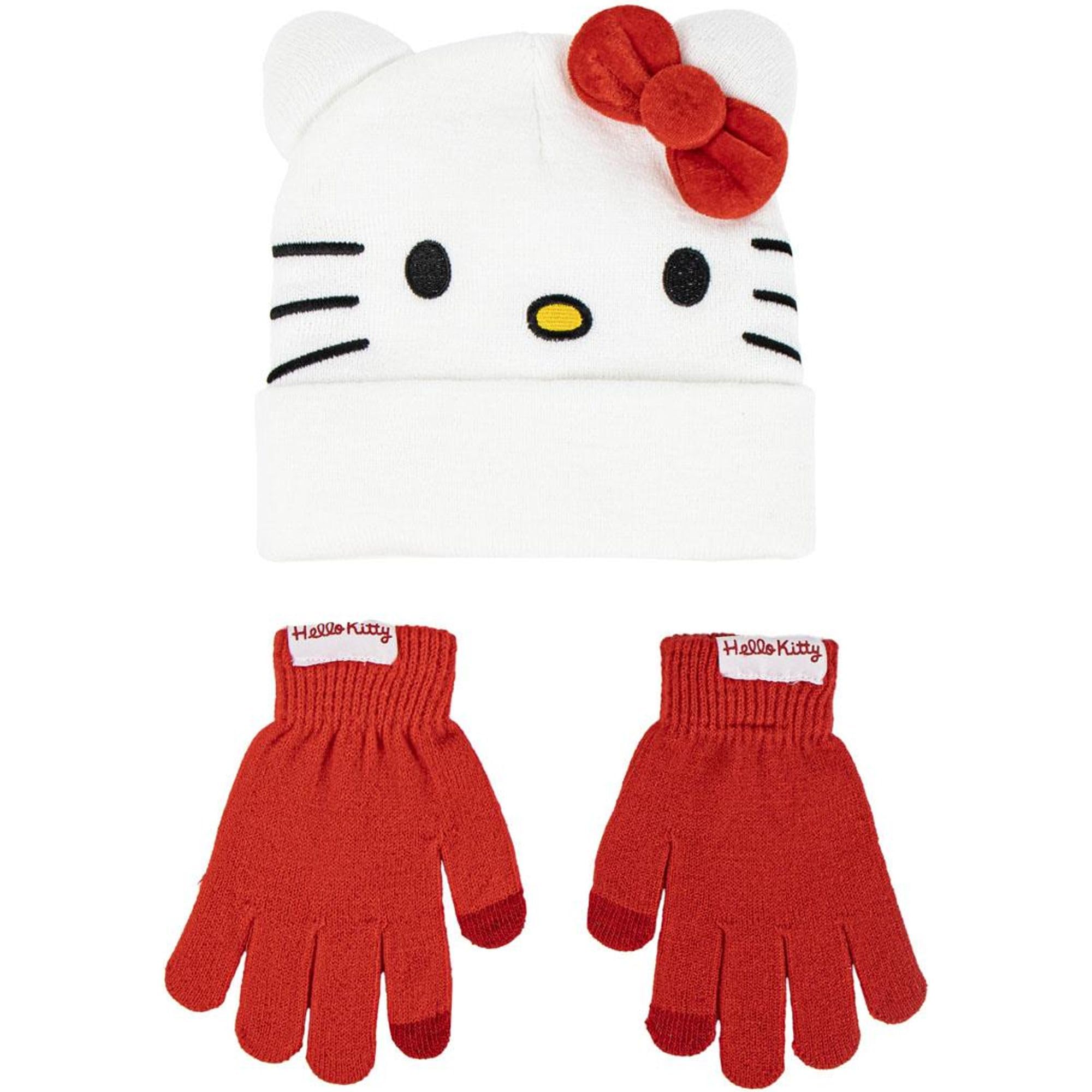 Hello Kitty & Friends Unisex Kids Red 2 Piece Hat And Gloves | Acotis - Textile