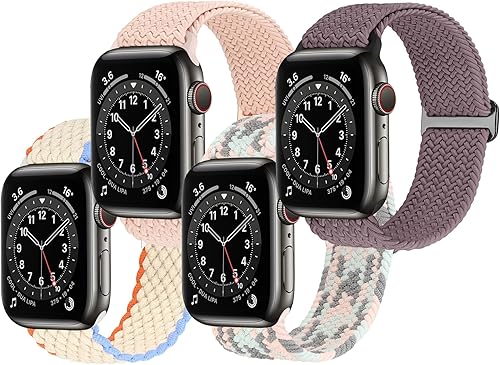 Correa ajustable de nailon Solo Loop compatible con Apple Watch de 1.496 pulgadas, 1.575 pulgadas, 1.614 pulgadas, 1.654 pulgadas, 1.732 pulgadas,