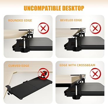 ERGOMAKER Keyboard Tray Under Desk, Pull Out Keyboard Tray with C Clamp Mount, 25.6 (29.7 Including Clamps) x 11.8 Slide-Out Platform Computer Drawer for Typing, Keyboard & Mouse Tray, Black