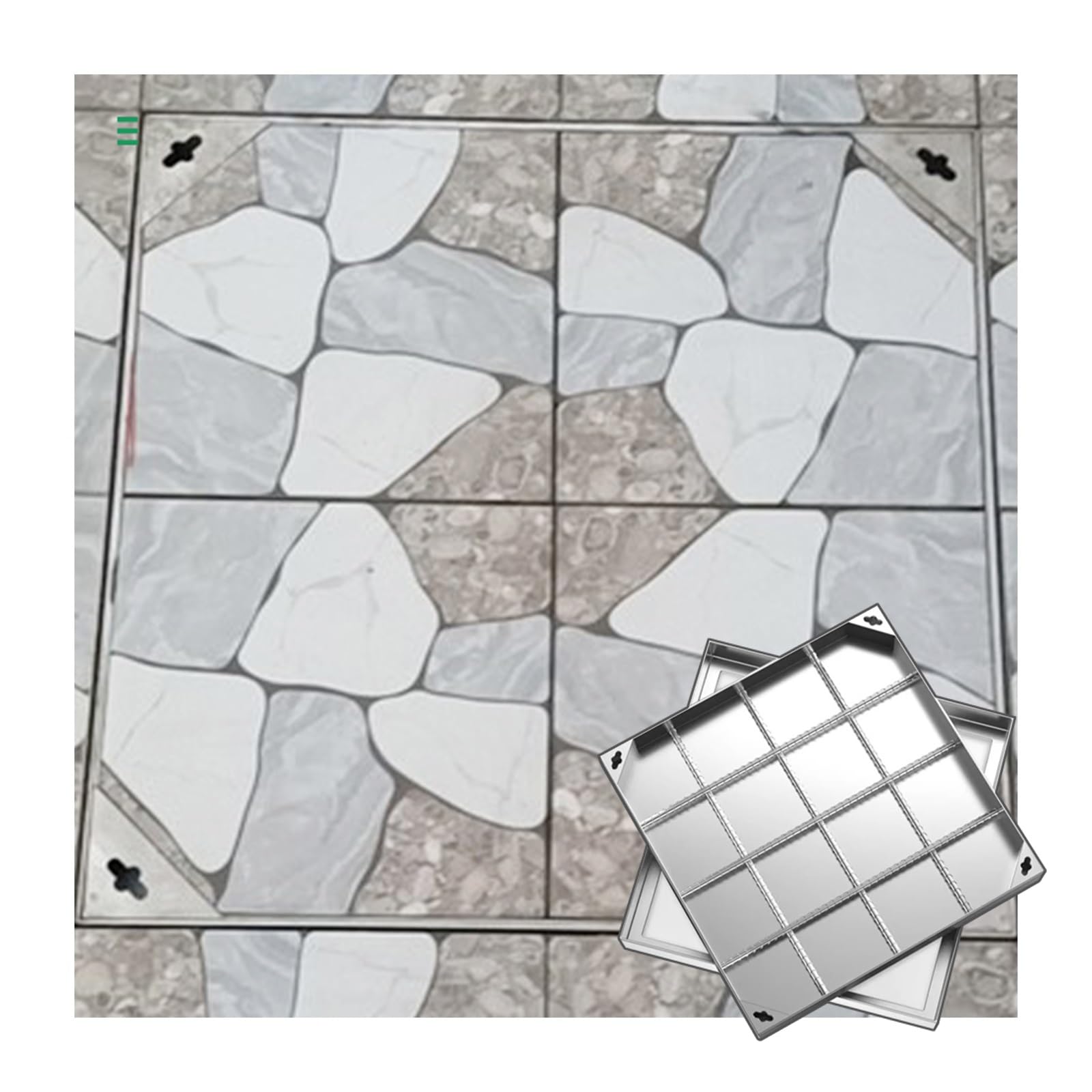 Gbrsxyip 5Cm Heavy Duty Square Manhole Cover Invisible Sewage Basin Cover For Driveways Docks Pavements & Sidewalks -Septic Tank Cover (40X40cm/15.7X15.7in)