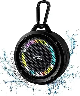 SKYWING Bluetooth Shower Speaker, Soundace S6 IPX7 Waterproof Portable Speaker with Suction Cup Hook Lanyard TWS RGB Lights,Wireless Mini Speaker for Bike,Boating,Hiking Outdoor(Black)